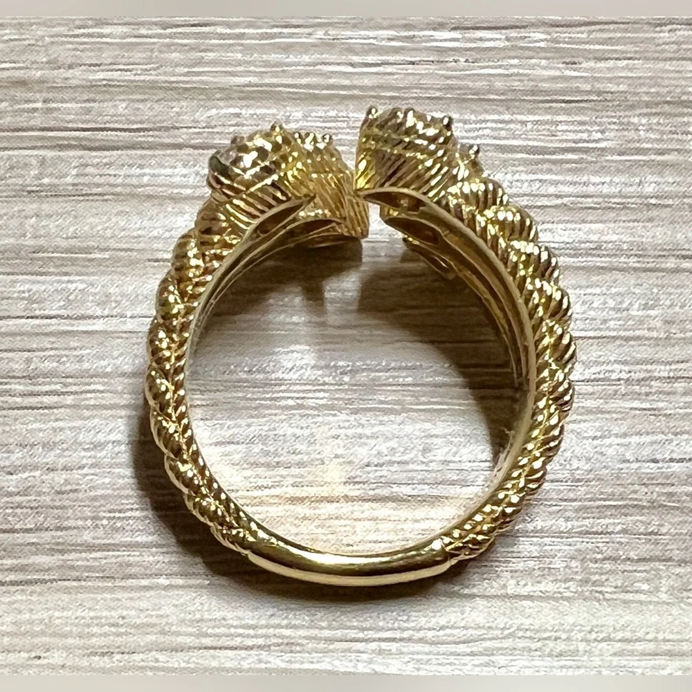 Judith Ripka Sterling Silver & 14K Gold Clad Diamonique Hearts Ring, Size 7, 9g - Picture 6 of 11